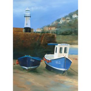 St Ives Harbour Boats, Cornwall. Original Oil Painting by Jan Rogers
