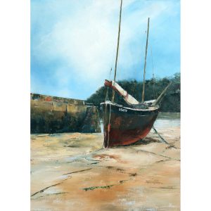 Cornish Luggar at St Ives Harbour. Original oil painting by Jan Rogers.