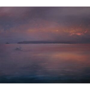 Godrevy Sunrise. Original oil painting by Jan Rogers.