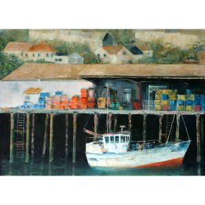Newlyn Harbour. Original oil painting by Jan Rogers.