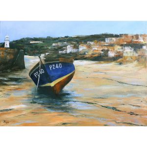 St Ives Harbour Boat. Original oil painting by Jan Rogers.