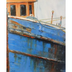 Wooden Fish Boat. Original oil painting by Jan Rogers.