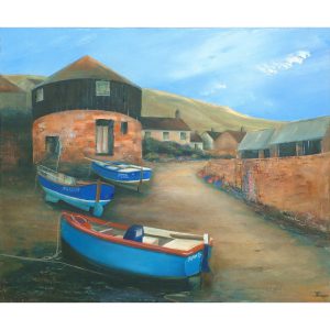 Sennen Cove Boats. Original Oil Painting by Jan Rogers