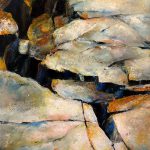 Rocks on the beach. Original oil painting by Jan Rogers.