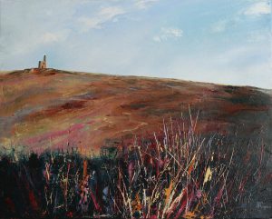 Distant tin mine. Original oil painting by Jan Rogers.