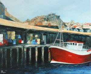 Newlyn Docks. Original oil painting by Jan Rogers.