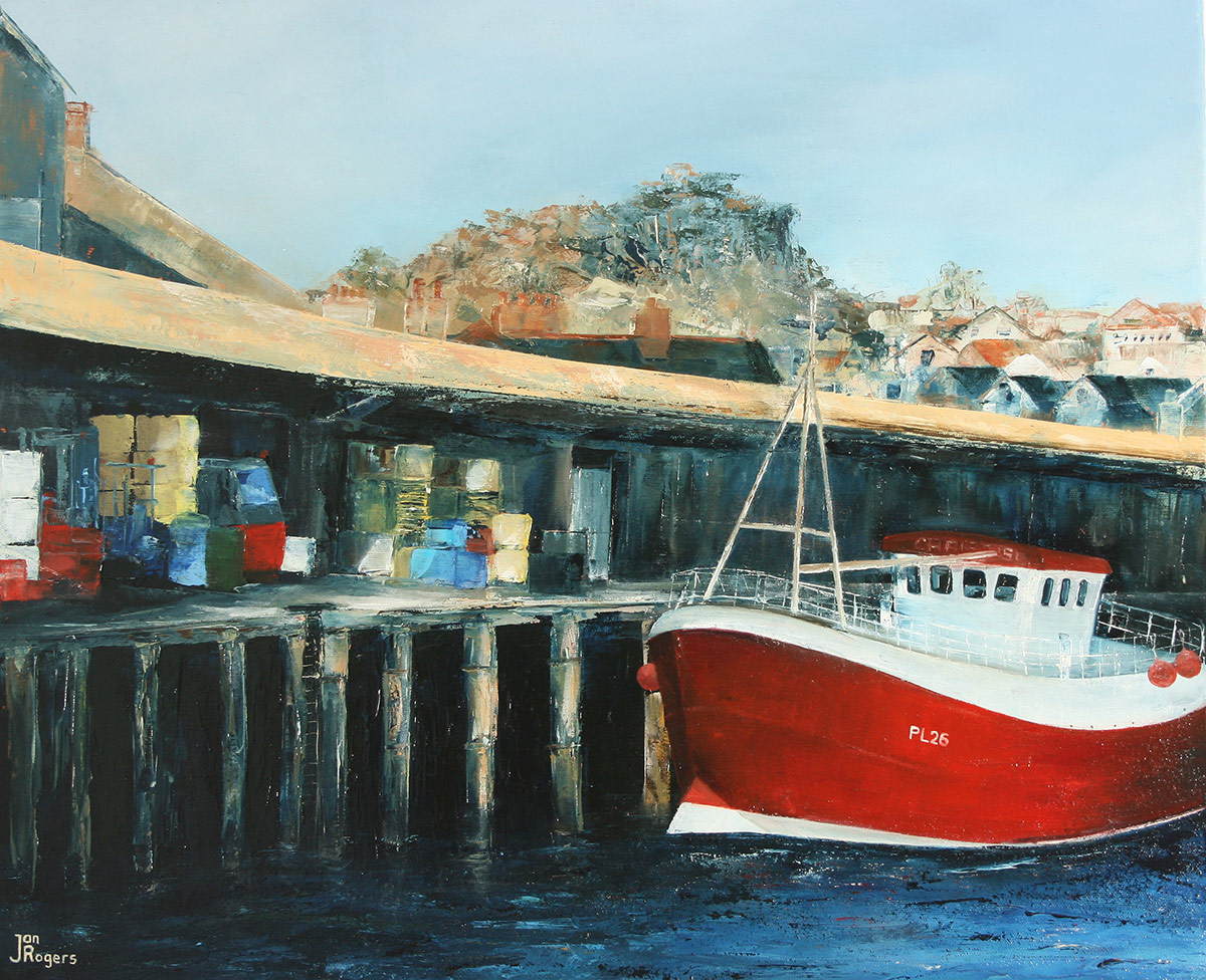 Newlyn Docks. Original oil painting by Jan Rogers.