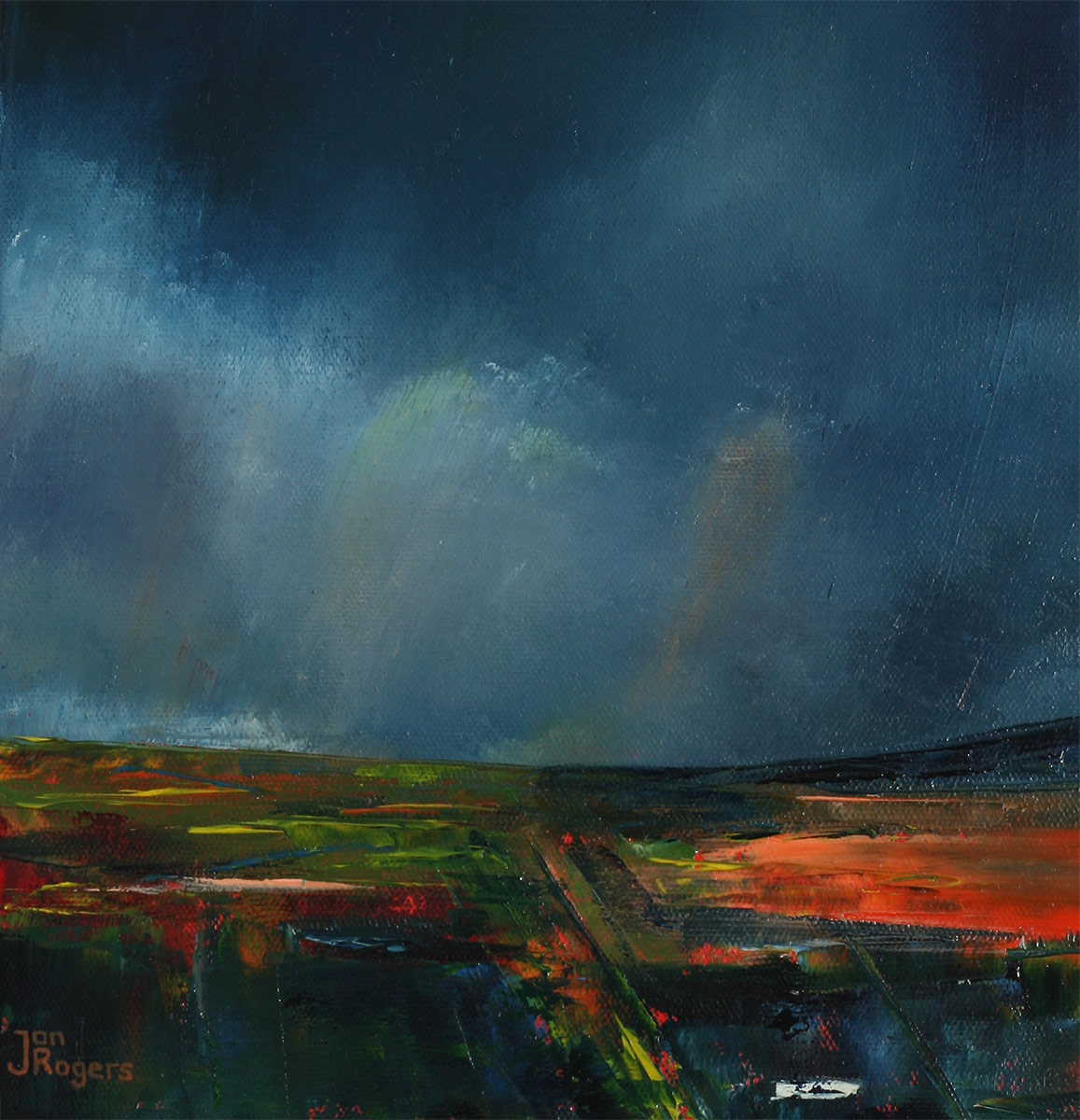 Stormy Cornish Moorland. Original oil painting by Jan Rogers.