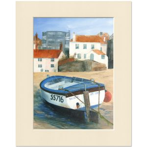 Boat in St Ives Harbour. Original oil painting by Jan Rogers.