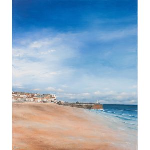 St Ives Harbour Beach. Original oil painting by Jan Rogers.