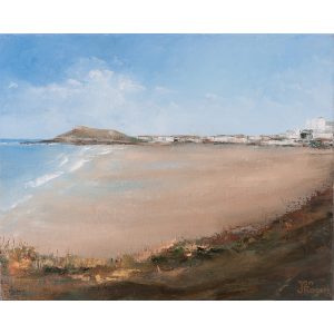 Porthmeor Beach in St Ives. Original oil painting by Jan Rogers.