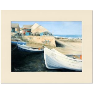Sennen Harbour Boats. Original oil painting by Jan Rogers.