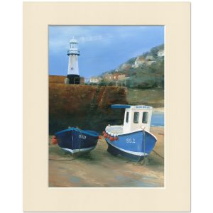Boats in St Ives Harbour. Original oil painting by Jan Rogers.