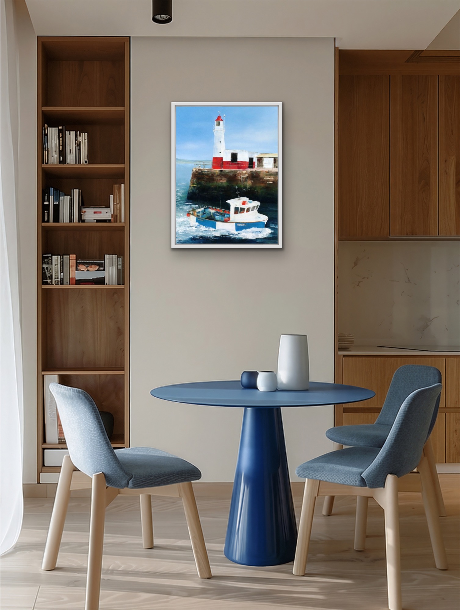 Newlyn Lighthouse And Tidal Observatory. Original oil painting by Jan Rogers.