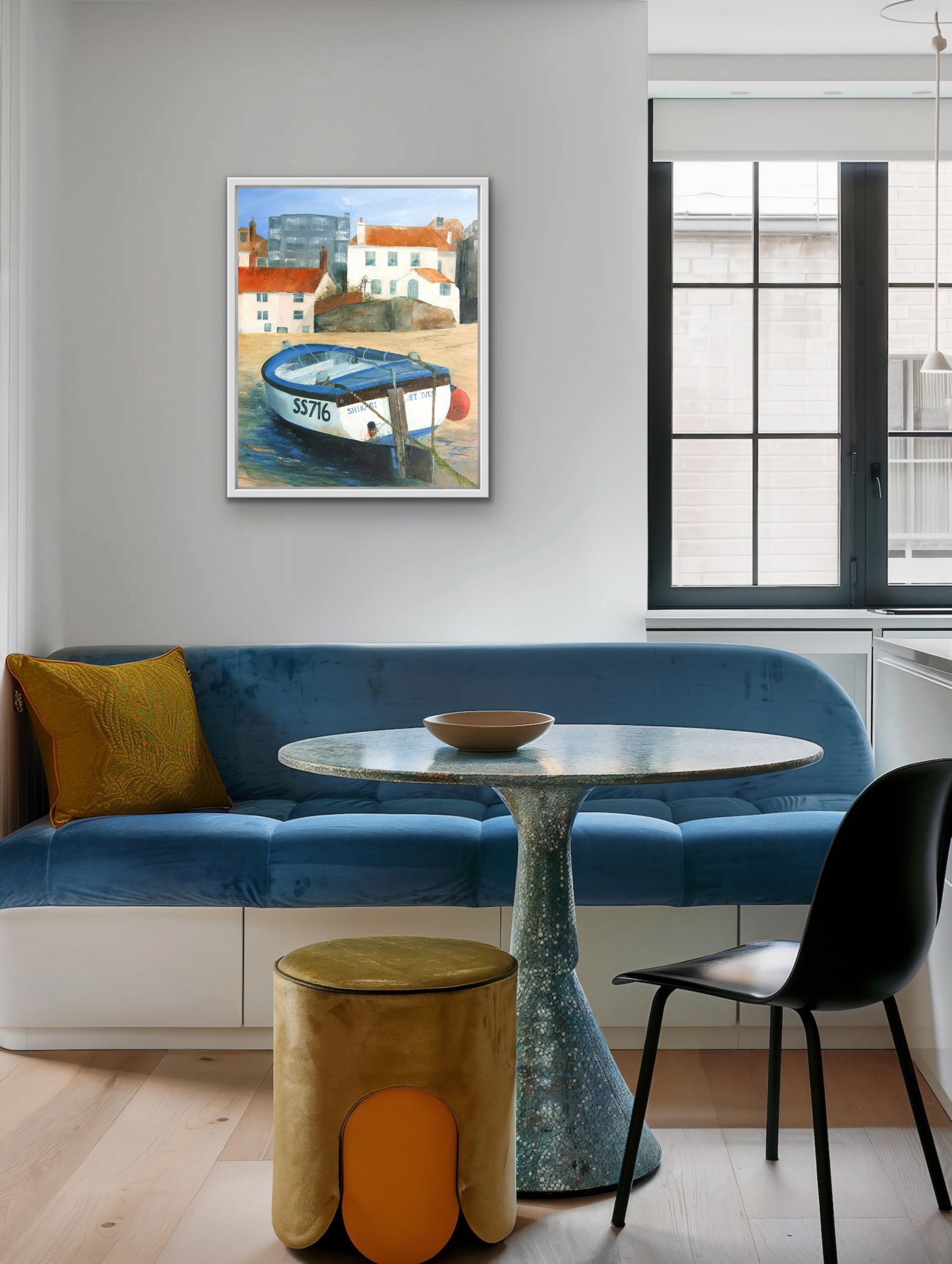 Fishing Boat On The Beach. Original oil painting by Jan Rogers.