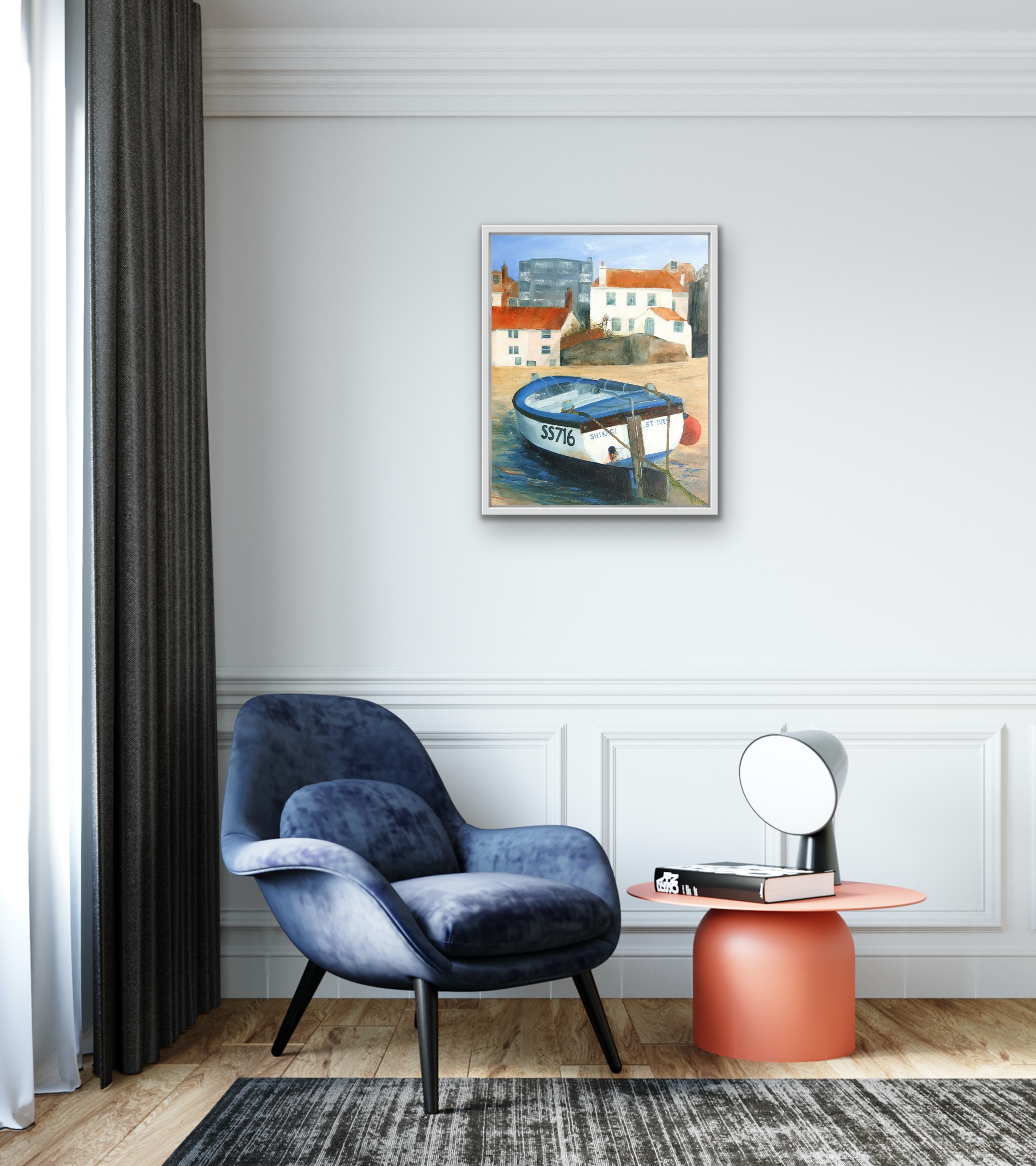Fishing Boat On The Beach. Original oil painting by Jan Rogers.