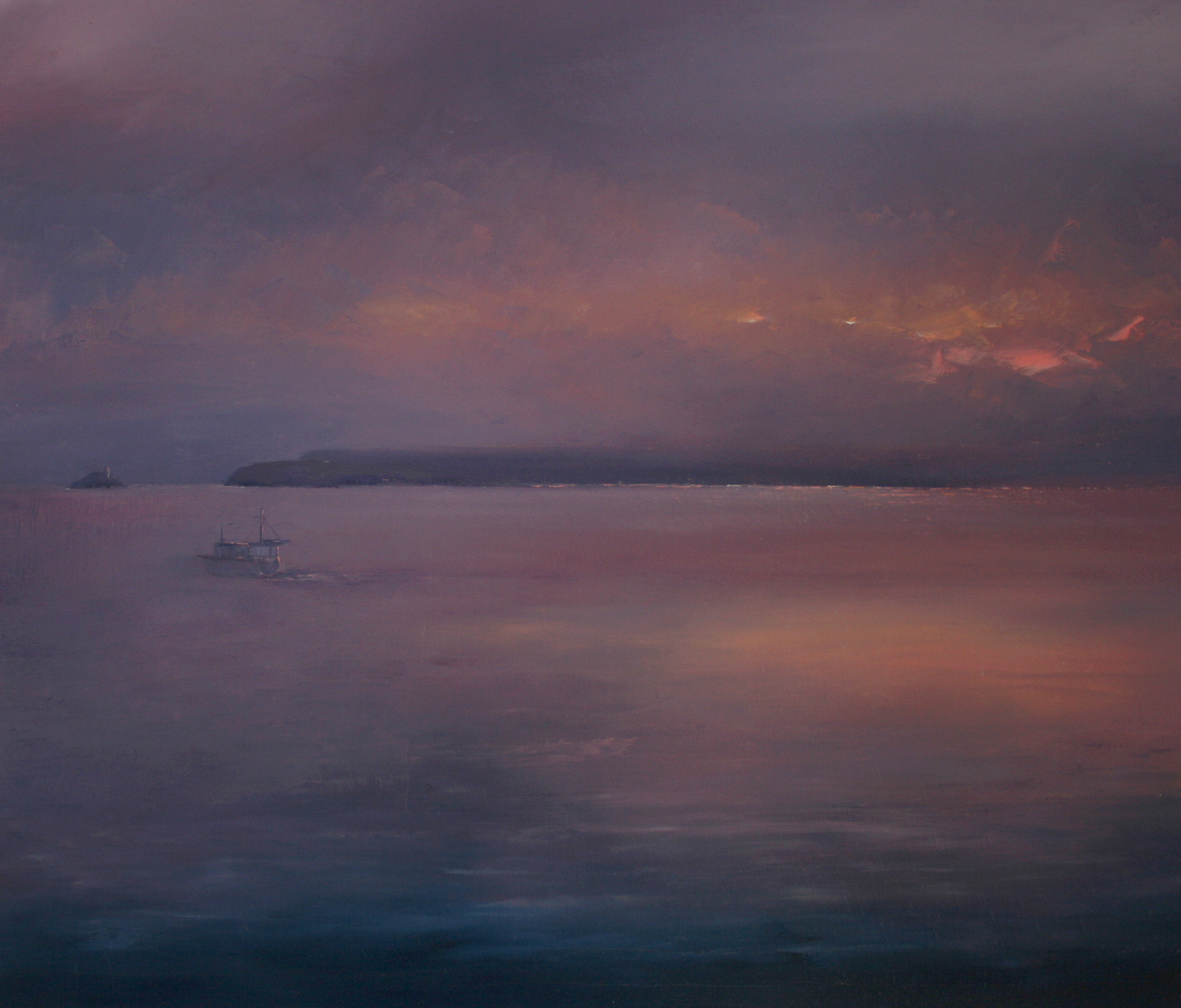 Godrevy Sunrise. Original oil painting by Jan Rogers.